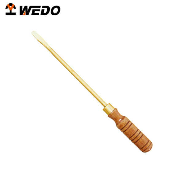 Ravni odvijač sa drvenom ručkom  100x4mm, Al-Br