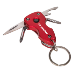 Privezak za ključeve sa nožićima - SEALEY - PK33 - Ravni odvijač, PH odvijač, Malo sečivo, Otvarač za flaše, LED svetlo